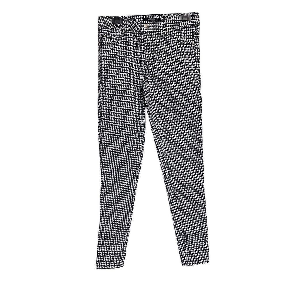 Tripp NYC Pants Womens Size 3 Black White Houndstooth Skinny Leg Classic Chino